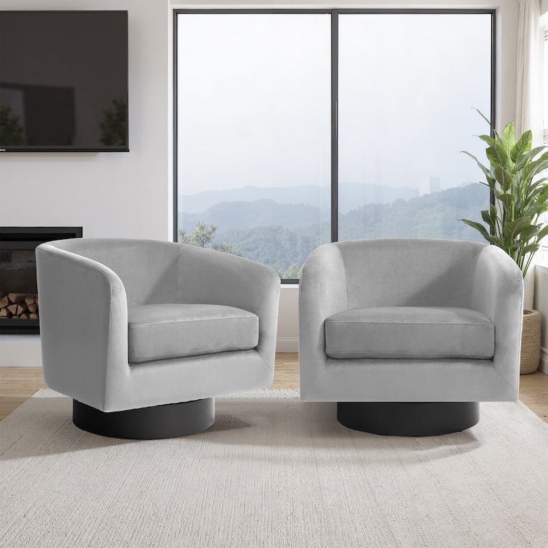 UIXE Set of 2 Swivel Barrel Accent Chair Velvet Armchair For Living Room