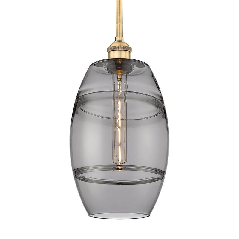 Innovations Lighting 616-1S 9 8 Vaz Pendant Vaz 8" Wide Mini Pendant - Brushed Brass / Light Smoke
