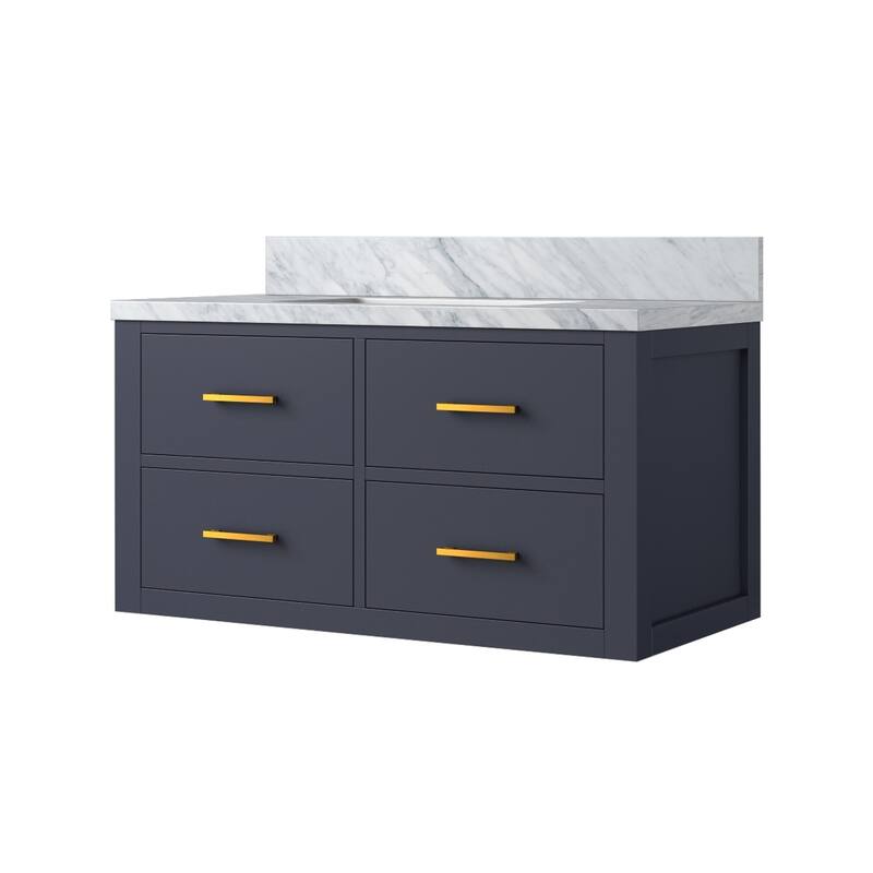 Castor Bath Vanity with Carrara Marble Top and Sink