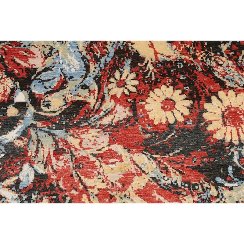 Wool/ Silk Vegetable Dye Abstract Modern Area Rug Hand-knotted Carpet - 6'7" x 9'8"