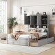 preview thumbnail 5 of 10, Storage Platform Bed with Headboard 9 Shelves and 4 Drawers, Gray