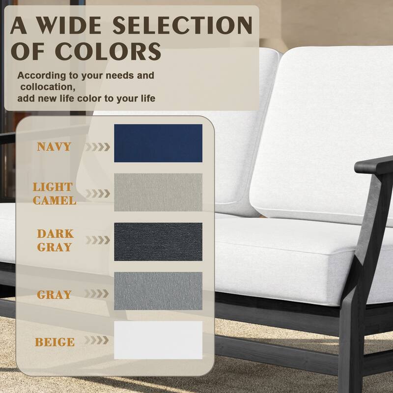 Outdoor Teak Wood Loveseat Sofa with Water-Resistant Cushions