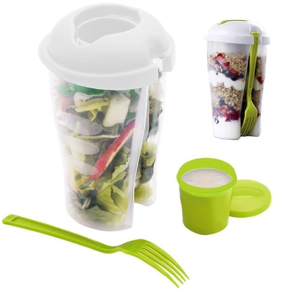 Home Basics Salad-To-Go Container Set, 2-Pack - Green - N/A