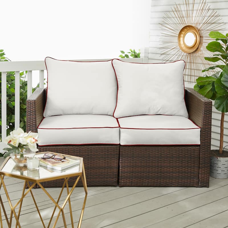 Sorra Home Sunbrella Outdoor Loveseat Pillow and Cushion Set