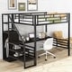 preview thumbnail 2 of 7, Black Metal Full Size Loft Bed with Desk, Storage Staircase, and Wardrobe