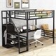 preview thumbnail 1 of 9, Sturdy Metal Full Size Loft Bed with Storage Staircase & Desk, Black Black - Full