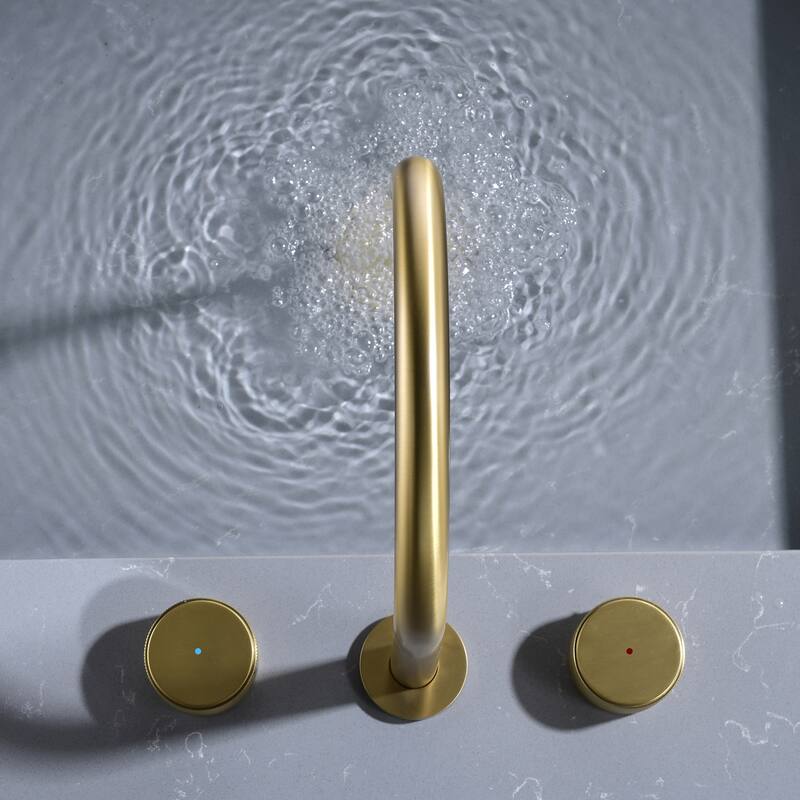 9.7"H Solid Brass Widespread Dual Knob Handles Bathroom Faucets