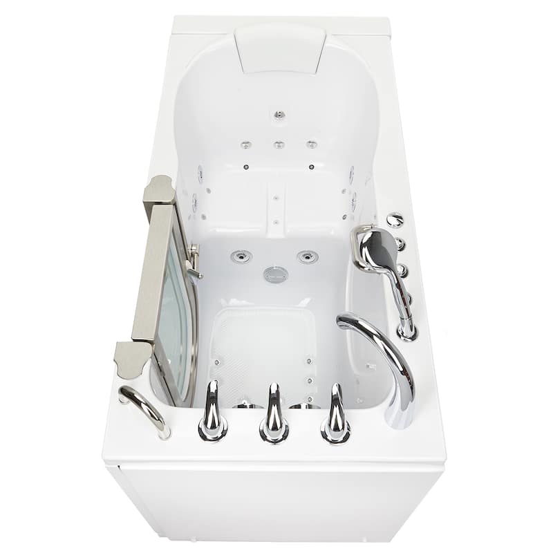 Ella Deluxe 30"x55" Acrylic Air and Hydro Massage Walk-In Bathtub, Inward Swing Door, 5 Piece Fast Fill Faucet, 2" Dual Drain