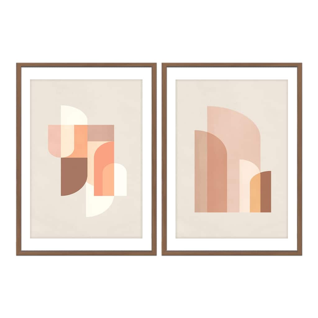 "Retro Geometric I" Framed 2-Piece Wall Art Set by Kathrin Pienaar