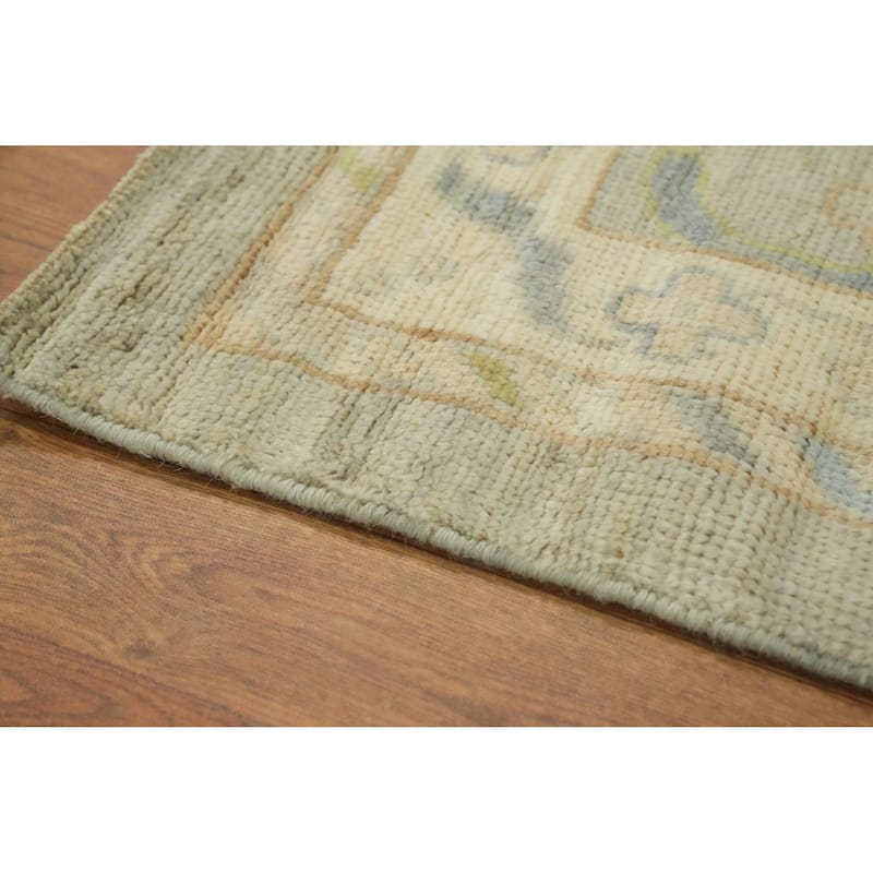 Vegetable Dye Wool Oushak Turkish Large Rug, Floral Geometric Carpet - 14' 6'' X 12' 3''