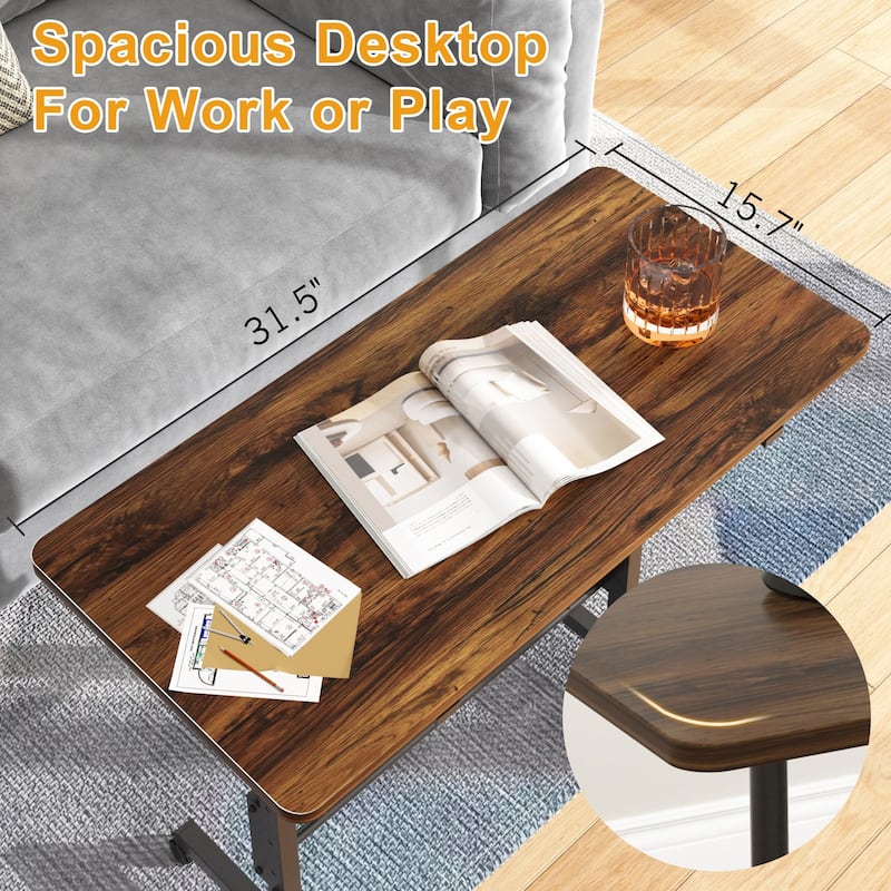 Mobile Stand Up Desk with Wheels, Small Standing Desk Adjustable Height, 31.5 Inch Portable Rolling Desks