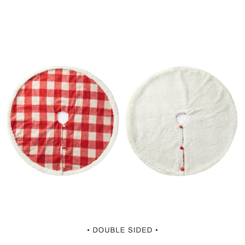 Glitzhome 48"D or 60"D Reversible Classic Plaid Flannel Christmas Tree Skirt