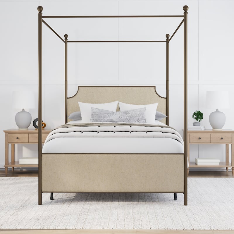 McArthur Metal and Upholstered Canopy Bed