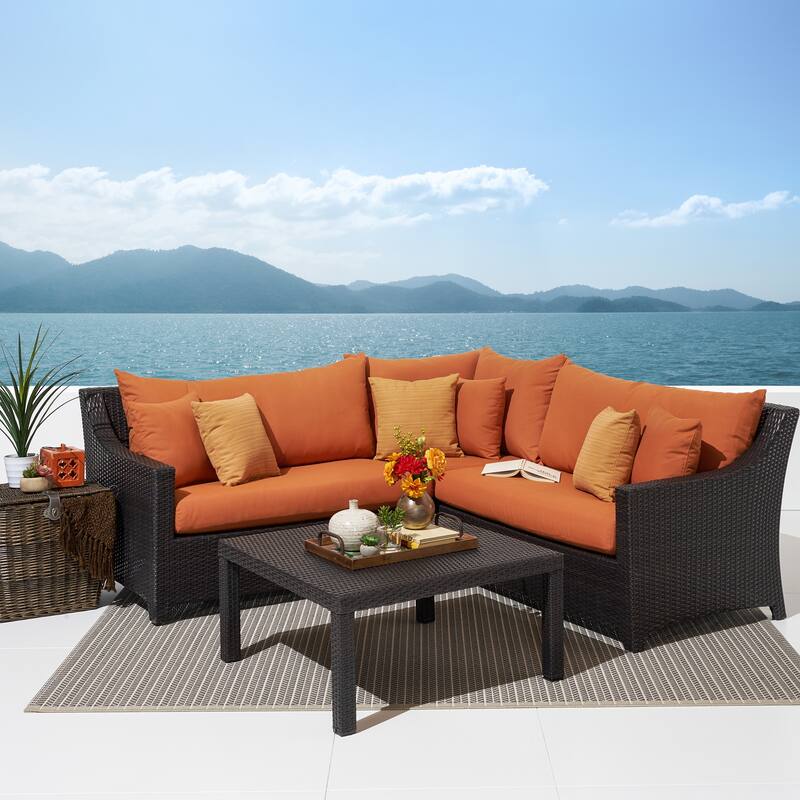Deco 4 Piece Sunbrella Outdoor Patio Sectional & Table