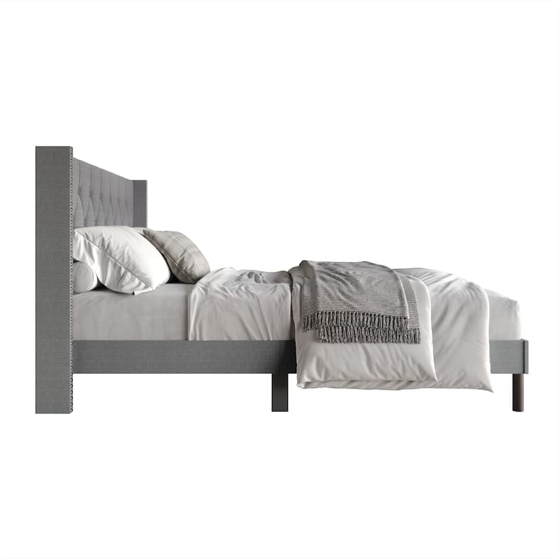Clayfell Cicero Tufted Upholstered Wingback Panel Bed