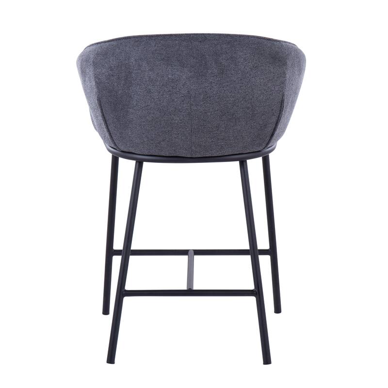 Porch & Den Kacie Counter Stool in Black Steel and Fabric - Set of 2