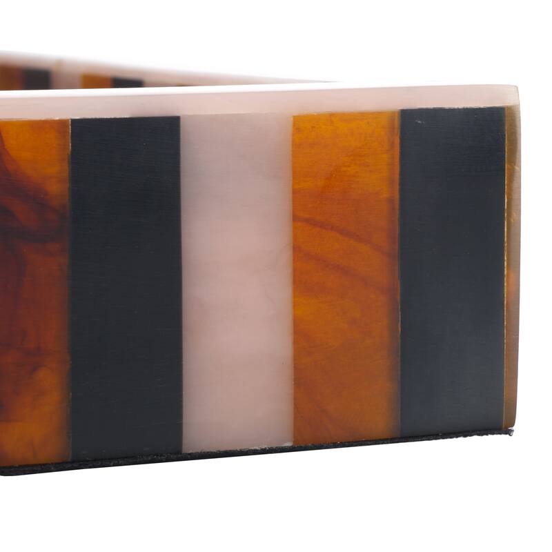 SAFAVIEH Home Ina Black/Brown Resin 14.2"W x 10"D x 1.5"H Rectangle Tray