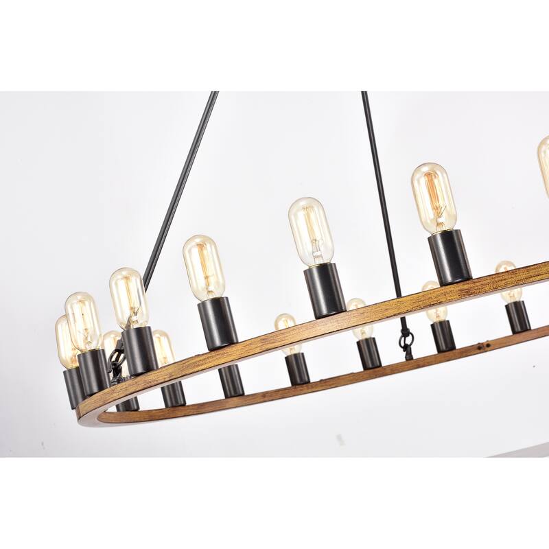 Nate Wood Grain+Smith Iron 24-Light 47-Inch Round Wagon Wheel Chandelier