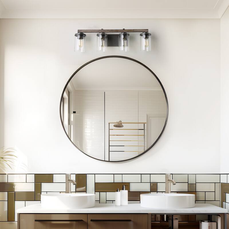 Fora Modern Farmhouse 3/4-Light Bathroom Vanity Lights Glass Wall Sconces