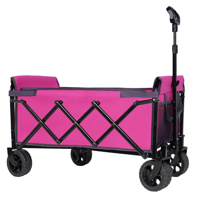 Upgraded 5*2"Wide Wheels-Expandable Dual-Layer Utility Wagon with 100% Extra Space, 220lbs Capacity Grocery Cart for Camping