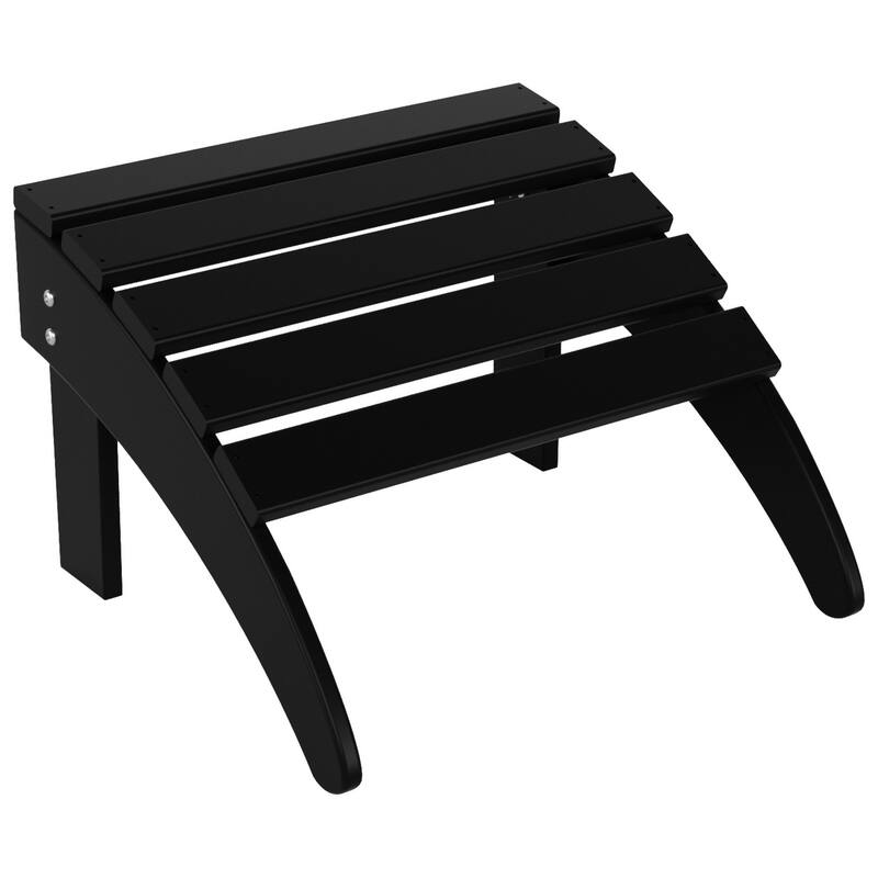 POLYTRENDS Laguna Eco-Friendly All-Weather Outdoor Patio Foldable Adirondack Chair Ottoman - Black