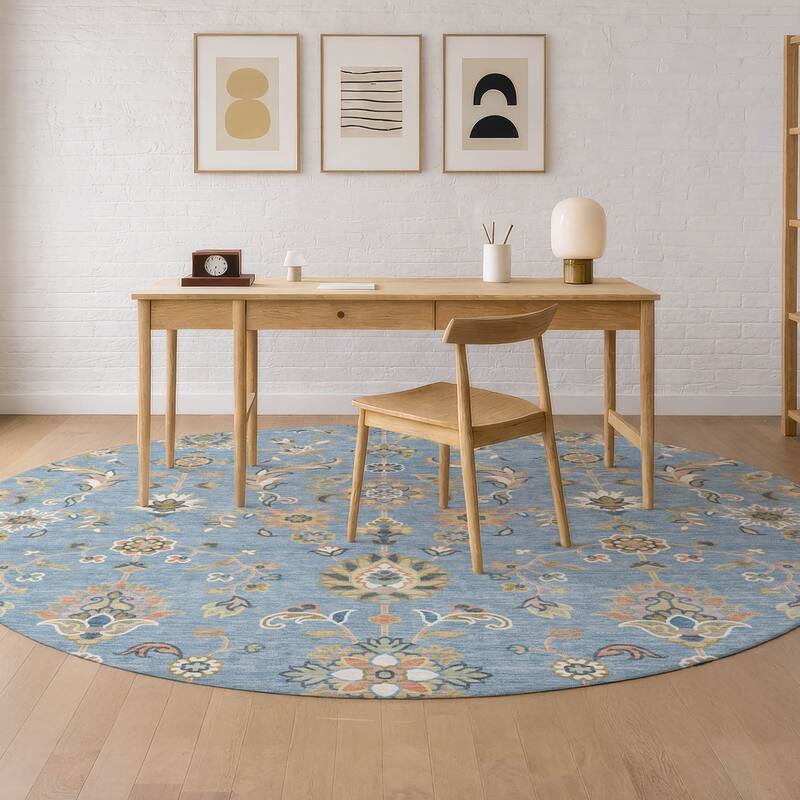 Machine Washable Indoor/ Outdoor Traditional Basalt Chantille Rug