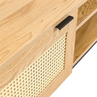 Wicker TV stand with MDF Boards Frame and Iron Support ...