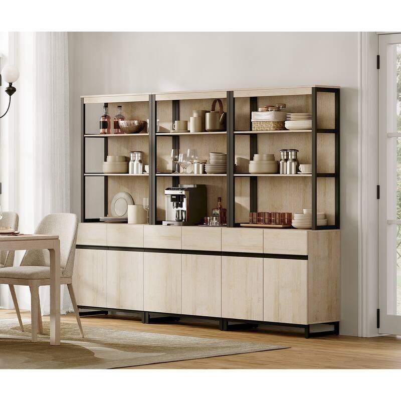 WAMPAT Modern 72" Tall Bookcase with Metal Base and Adjustable Shelves, Library Book Shelf with Storage Cabinet