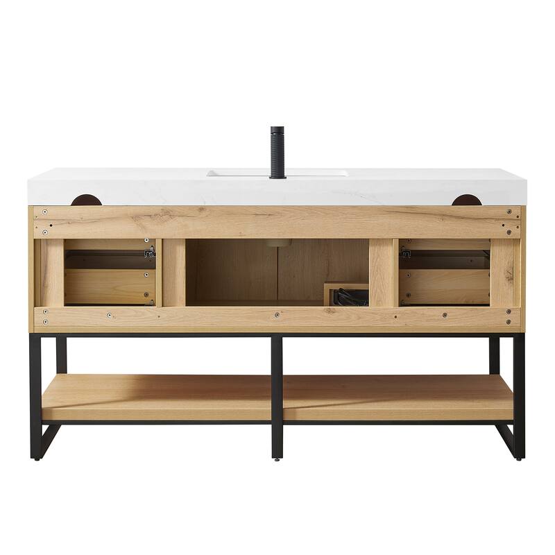 Kolkata Bathroom Vanity in Weathered Oak without Mirror