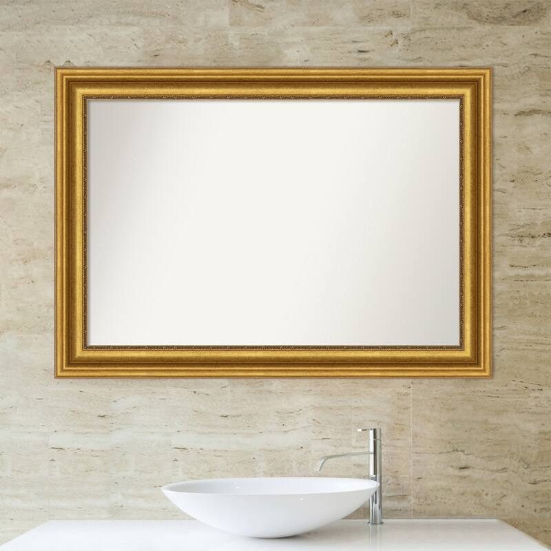 Non-Beveled Bathroom Wall Mirror - Parlor Gold Frame