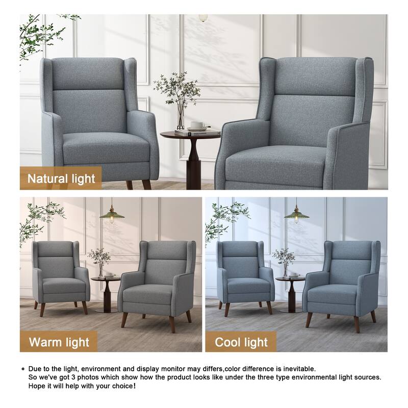 Set of 2 Upholstered Modern Accent Chair Living Room Armchairs