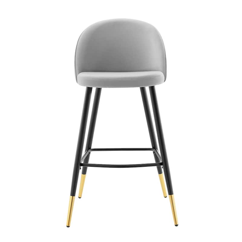 Modway Cordial Performance Velvet Dining Bar Stools in Mint, Set of 2