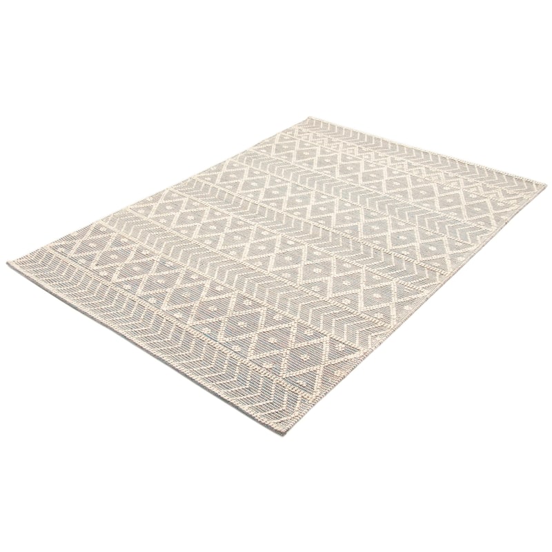 ECARPETGALLERY Braid weave Sienna Grey Wool Rug - 6'1 x 9'1