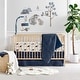 preview thumbnail 1 of 3, Mills Waffle Navy 4pc Baby Crib Bedding Set - Levtex Baby