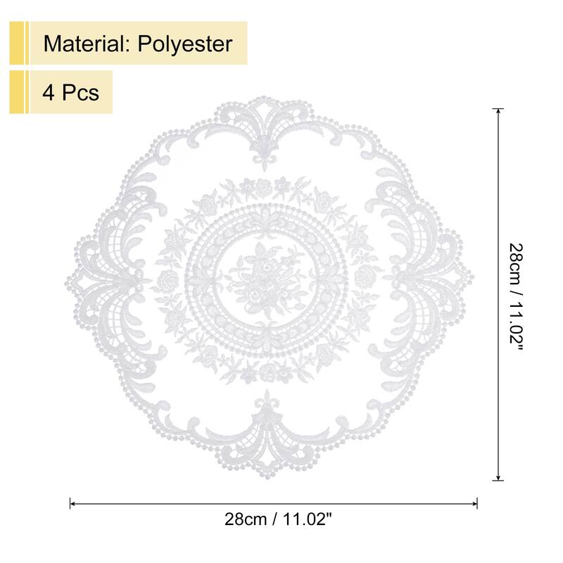 6 Pcs Retro Lace Placemats Crochet Cup Vase Table Mat - Pure White