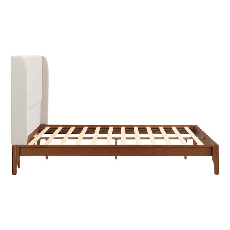 Open Frame Platform Bed with Headboard, Solid Dry Bamboo Bed Frame
