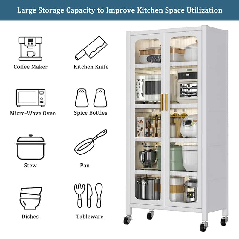 GDF Studio - Alabelle Modern Metal Storage Cabinet with Transparent Door