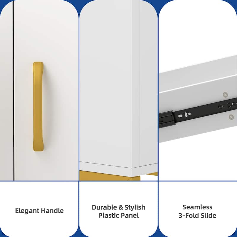 Vanity Desk Makeup Table Light Strip Mirror Dressing - 35.4"L x 15.7"W x 53.5"H