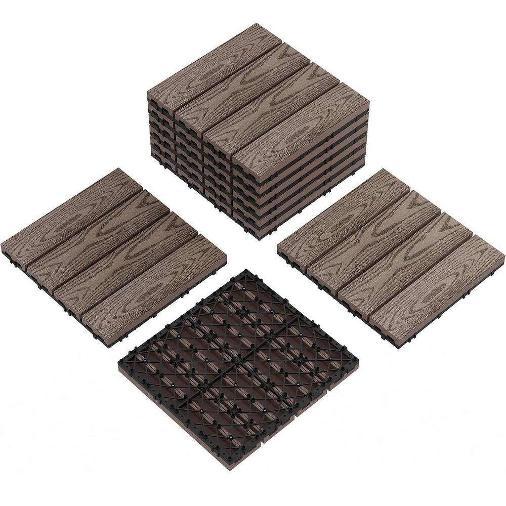 9-Pack 12"X12" Waterproof Interlocking Patio Flooring Composite Deck Tiles for Indoor & Outdoor Use