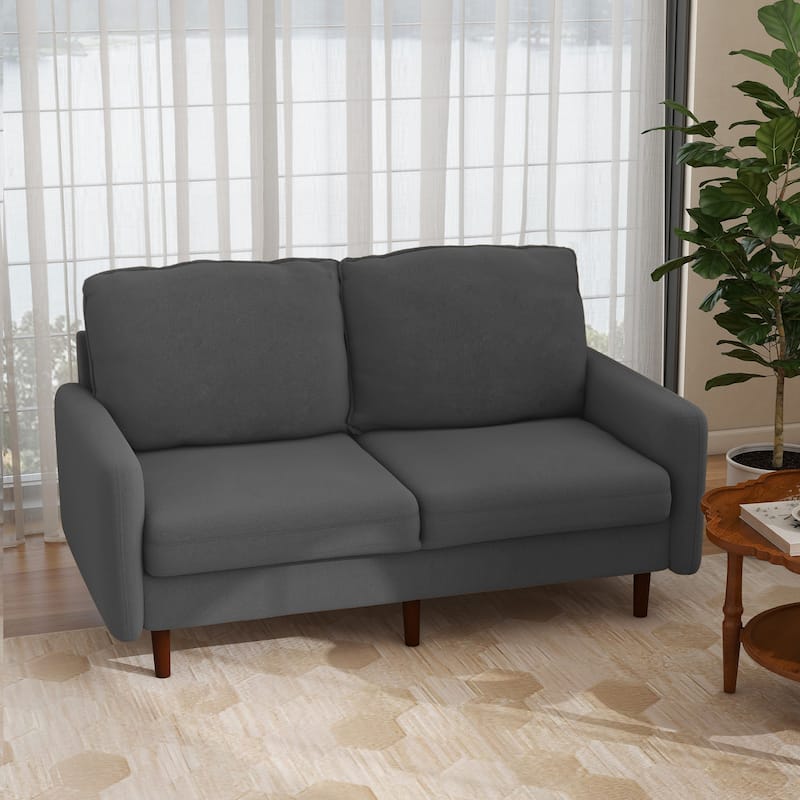 Velvet Loveseat Sofa With Wood Legs