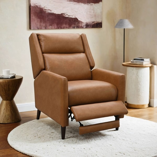 slide 2 of 41, Furniture of America Selric Modern 31-inch Upholstered Push Back Recliner Brown Faux Leather