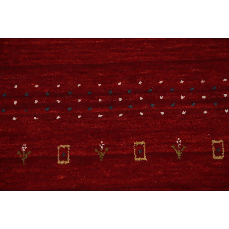 Hand Knotted Oriental 100% Wool Carpet Tribal Animal Pictorial Red Gabbeh Area Rug - 8' 1'' X 5' 5''