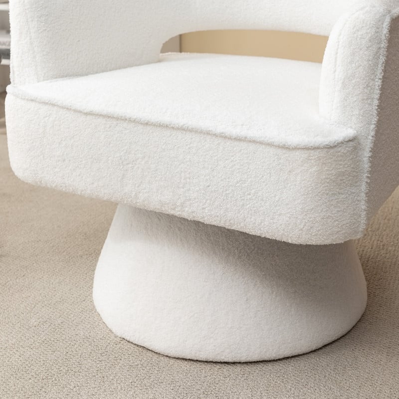 SEYNAR Modern Glam Open Back Velvet Upholstered Round Swivel Accent Arm Barrel Chair for Living Room