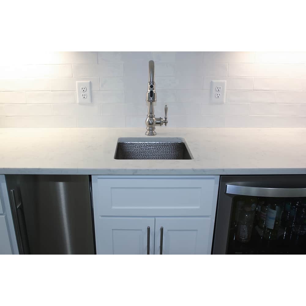 20-in Rectangle Hammered Copper Kitchen/Bar/Prep Single Basin Sink in Nickel (BREC20EN)
