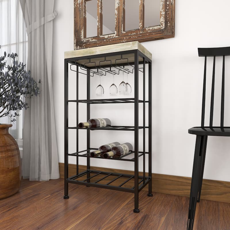 Iron/ Wood Industrial 36-inch Wine Rack - 19 x 11 x 36 - Overstock ...