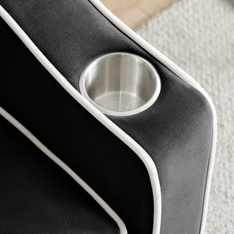 Versatile Foldable Sofa Bed in Black with Adjustable Back, USB Port, Ashtray and Phone Stand