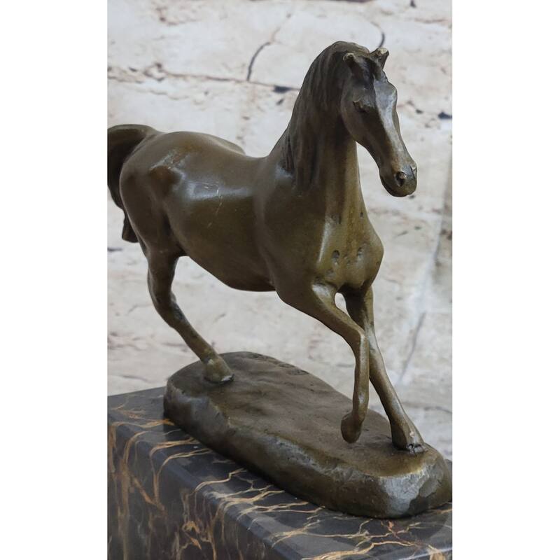 Hot Cast Bronze Galloping Imitative Horse Miniature Bronze Sculpture Statue Figure On Marble Base