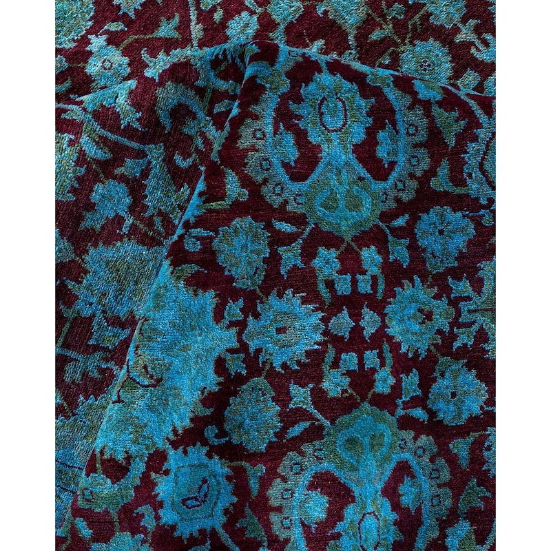 Overton Handknotted Wool Vintage Inspired Contemporary Overdyed Red Area Rug - 14' 3" x 8' 2"