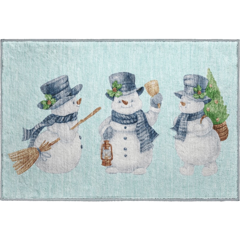 Premium Washable Super Soft Winter Holiday Snowman Mayfield Rug