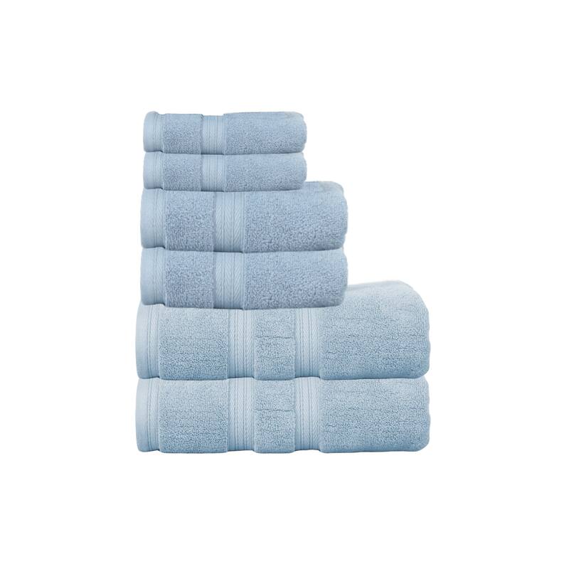 Home Weavers Elegance Essentials 550GSM Cotton Zero Twist Super Absorbent Bath Towel Set of 6 - 27"x54", 16"x24", 13"x13" - Blue